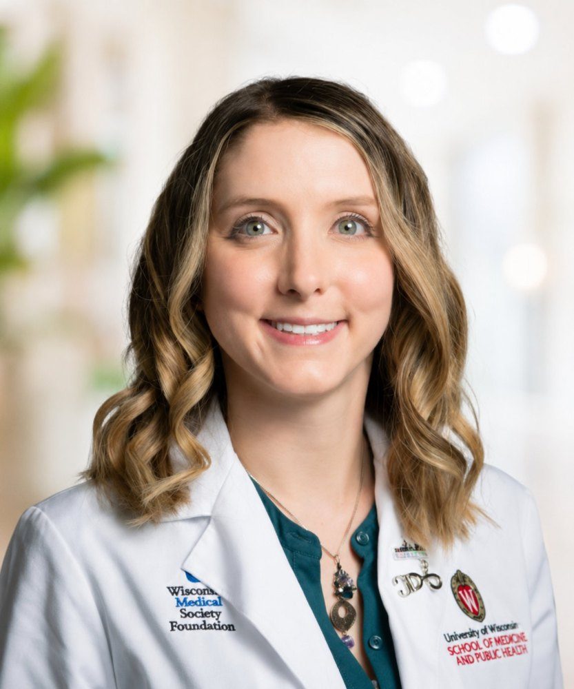 Sophia Doerr in a white coat